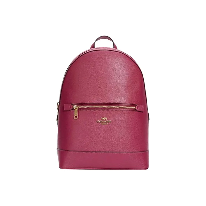 COACH Kenley Leather Backpack Medium Size Women's Rouge Red-0