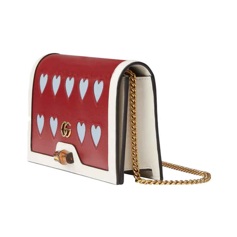 GUCCI Diana Leather Handbag Shoulder Bag Crossbody Bag Mini Women's Red/Blue-1