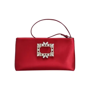 Roger Vivier RV NIGHTLILY Leather Shoulder Bag Handbag Mini Women's Red