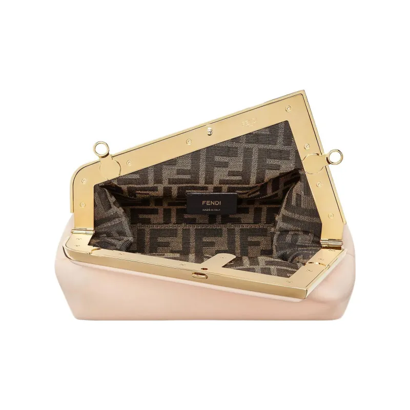 FENDI Fendi First Lambskin One Shoulder Crossbody Clutches Small Size Women's Light Pink-3