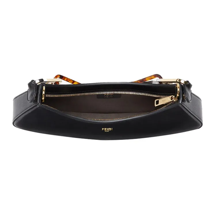 FENDI O'Lock Swing Cow Leather Shoulder Bag, Handbag, Shoulder Bag Women's Black-4