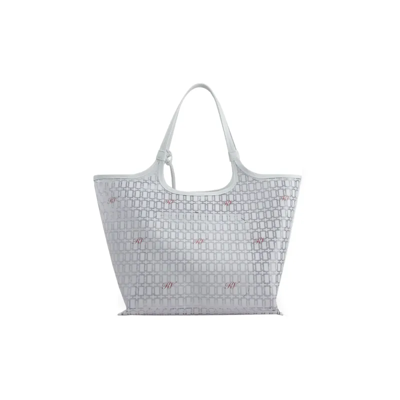 Roger Vivier Leather Tote Bag Shopping Bag Handbag Shoulder Bag Medium Size Women's White-2