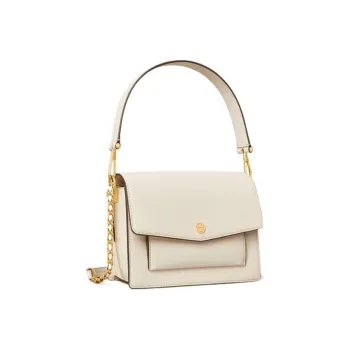 TORY BURCH Robinson Cow Leather Crossbody Handbag, Shoulder Bag Medium Size Women's Ivory White
