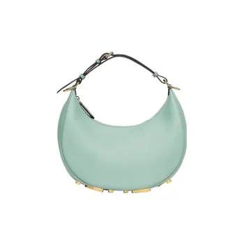 FENDI Fendigraphy Calfskin Crescent Bag, Shoulder Bag, Handbag Women's Mint Green