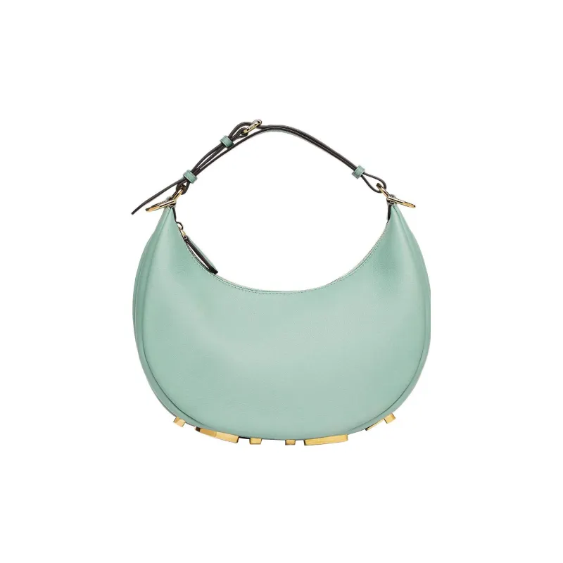 FENDI Fendigraphy Calfskin Crescent Bag, Shoulder Bag, Handbag Women's Mint Green-0