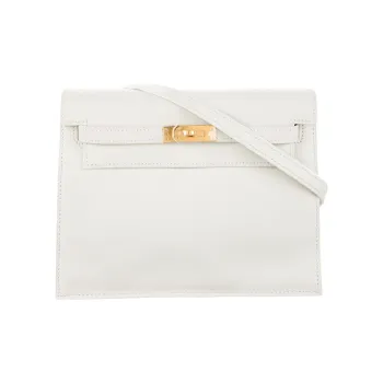HERMES Kelly Danse Evercolor Calfskin One Shoulder Crossbody Clutches Women's 01 Blanc Pure White