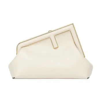 FENDI First Lambskin One Shoulder Crossbody Clutch Trumpets Women's White