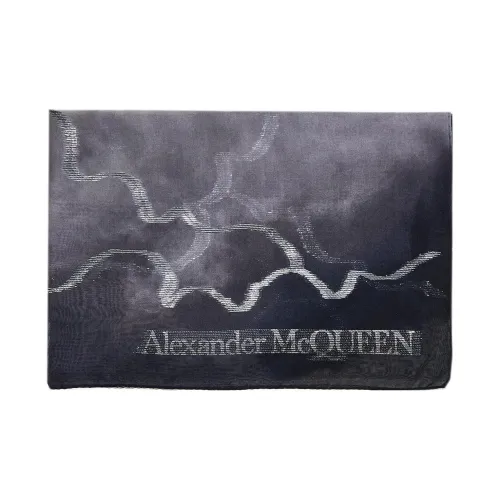 Alexander McQueen Silk Scarves Unisex Gray