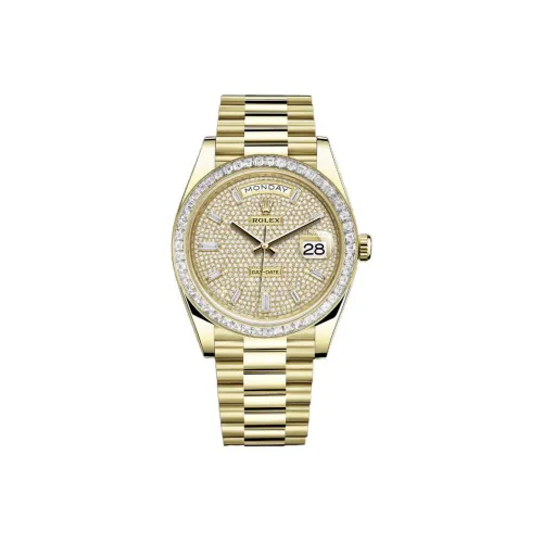 ROLEX Week type Calendar Collection Automatic Mechanical Movement Men's Watch 40mm White Dial 18ct Gold Watch Case