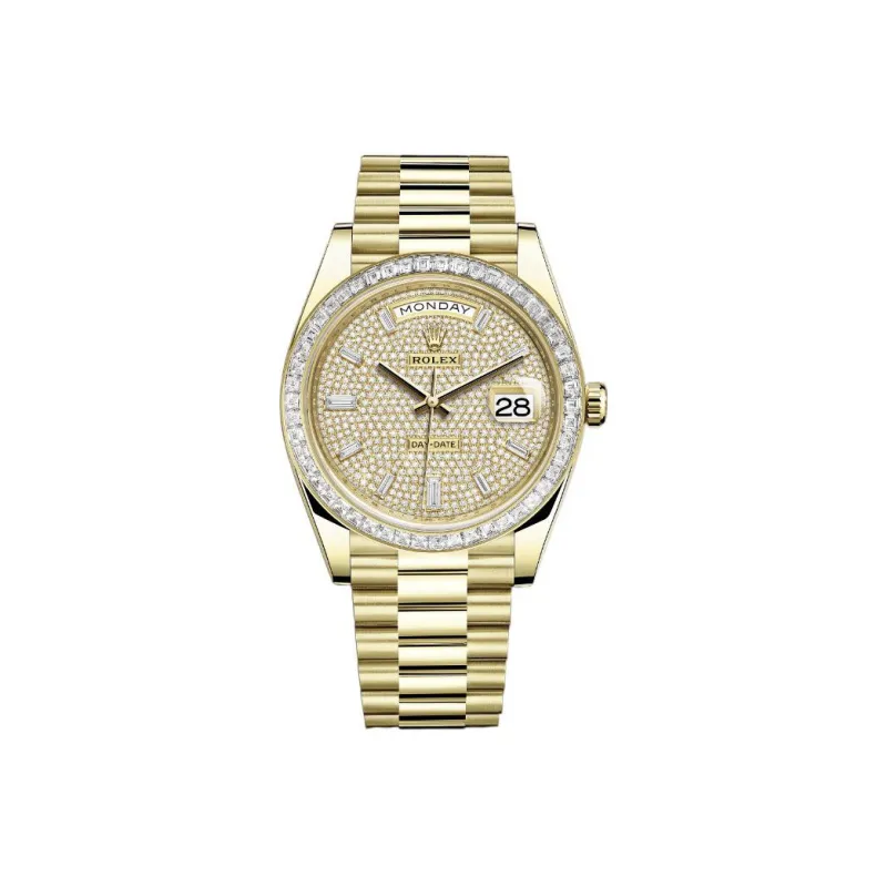 ROLEX Week type Calendar Collection Automatic Mechanical Movement Men's Watch 40mm White Dial 18ct Gold Watch Case-0