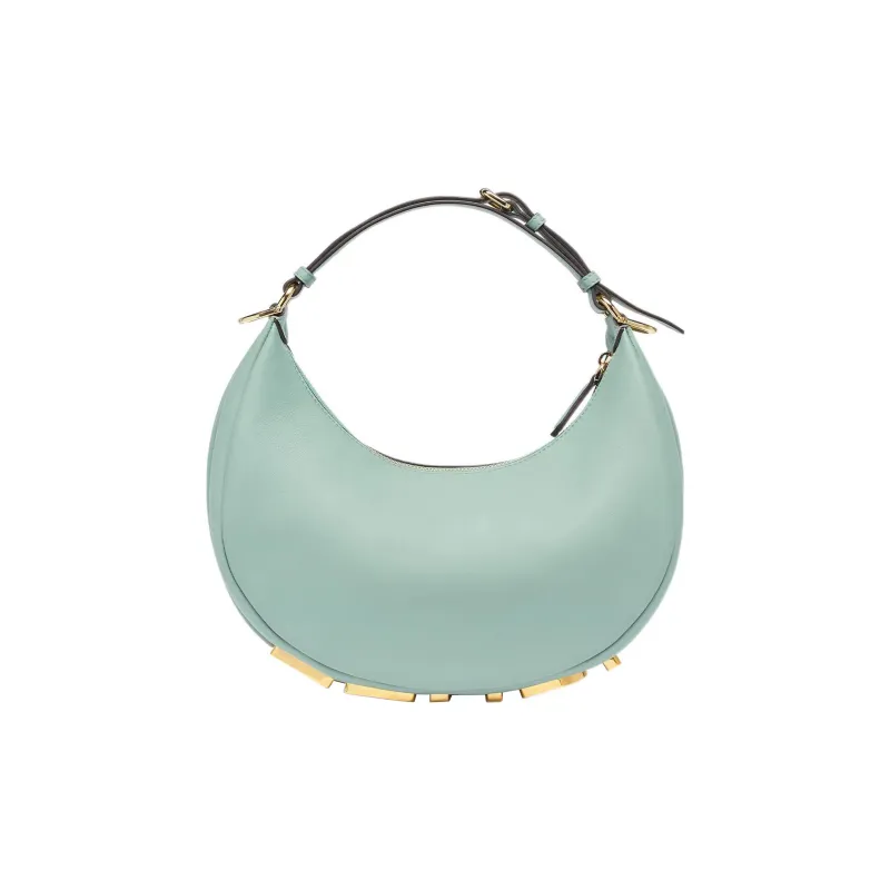 FENDI Fendigraphy Calfskin Crescent Bag, Shoulder Bag, Handbag Women's Mint Green-2