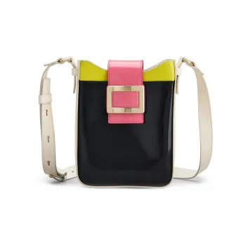 Roger Vivier Belle Vivier Patent Leather Shoulder Bag Crossbody Bag Mini Women's Black/Pink/Yellow