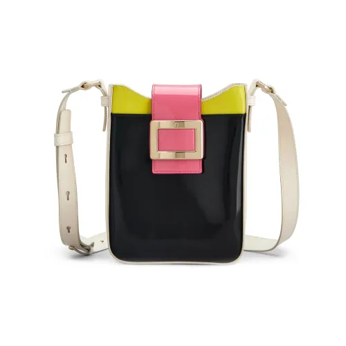 Roger Vivier Belle Vivier Patent Leather Shoulder Bag Crossbody Bag Mini Women's Black/Pink/Yellow