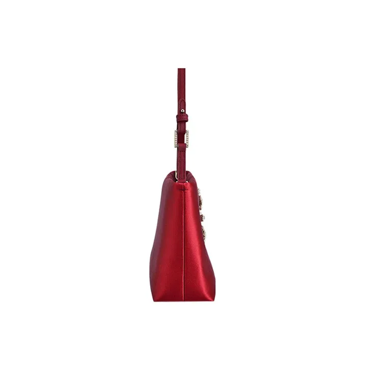 Roger Vivier RV NIGHTLILY Leather Shoulder Bag Handbag Mini Women's Red-3