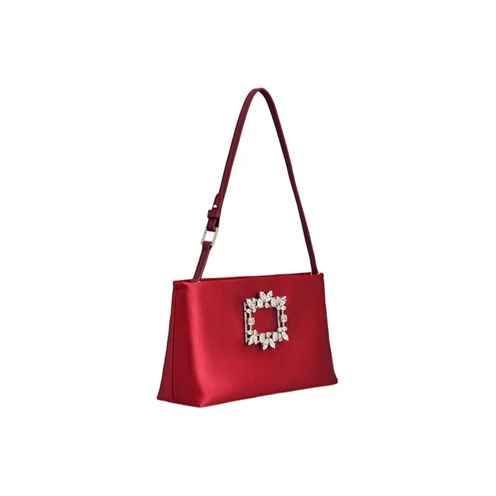Roger Vivier RV NIGHTLILY Leather Shoulder Bag Handbag Mini Women's Red-2