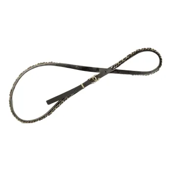 CHANEL Calfskin With Gold Metal Belt Leather Belts Women's