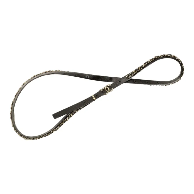 CHANEL Calfskin With Gold Metal Belt Leather Belts Women's-0