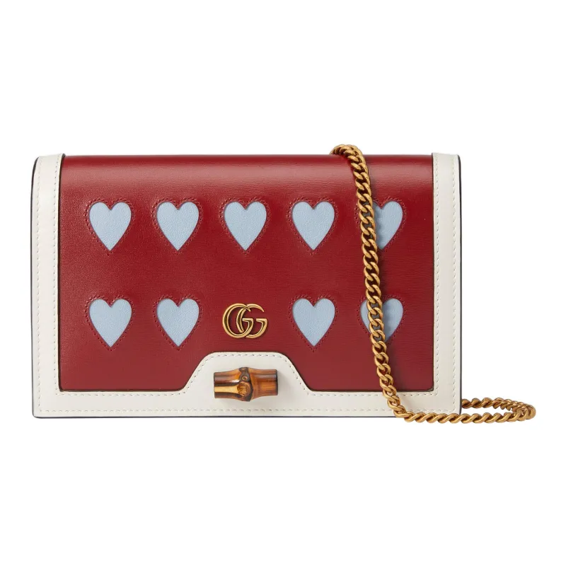 GUCCI Diana Leather Handbag Shoulder Bag Crossbody Bag Mini Women's Red/Blue-0