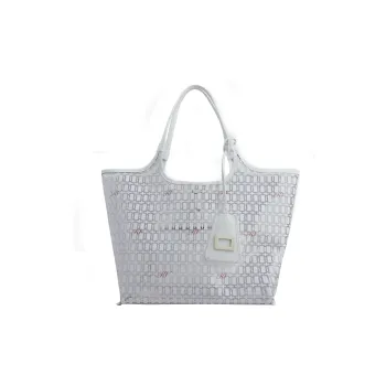 Roger Vivier Leather Tote Bag Shopping Bag Handbag Shoulder Bag Medium Size Women's White