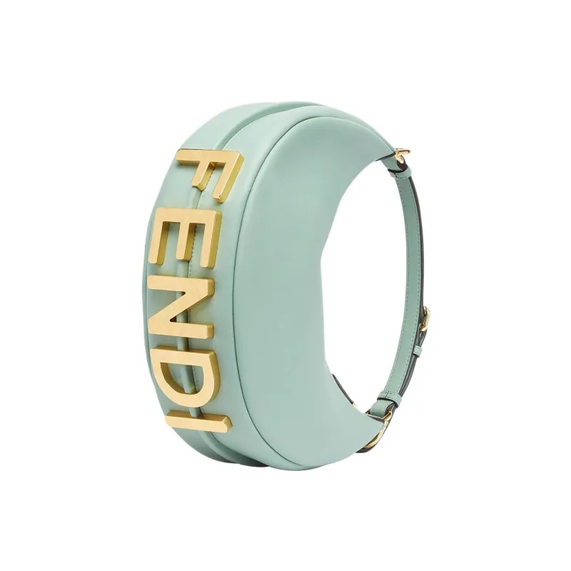 FENDI Fendigraphy Calfskin Crescent Bag, Shoulder Bag, Handbag Women's Mint Green-1
