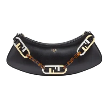 FENDI O'Lock Swing Cow Leather Shoulder Bag, Handbag, Shoulder Bag Women's Black