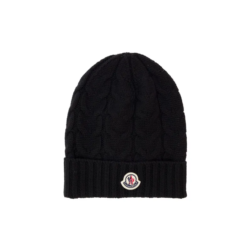 Moncler Logo-appliqué Cable-knit Beanie-0