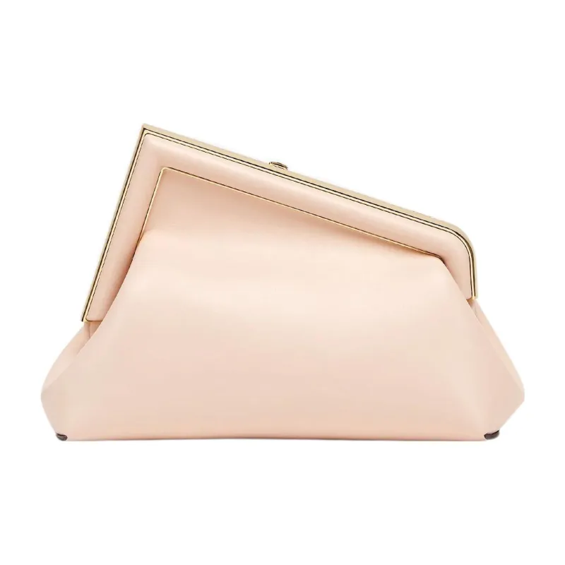 FENDI Fendi First Lambskin One Shoulder Crossbody Clutches Small Size Women's Light Pink-2