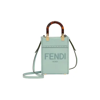 FENDI Sunshine Cow Leather Tote Bag, Shopping Bag, Handbag, Shoulder Bag, Crossbody Bag Mini Women's Mint Green