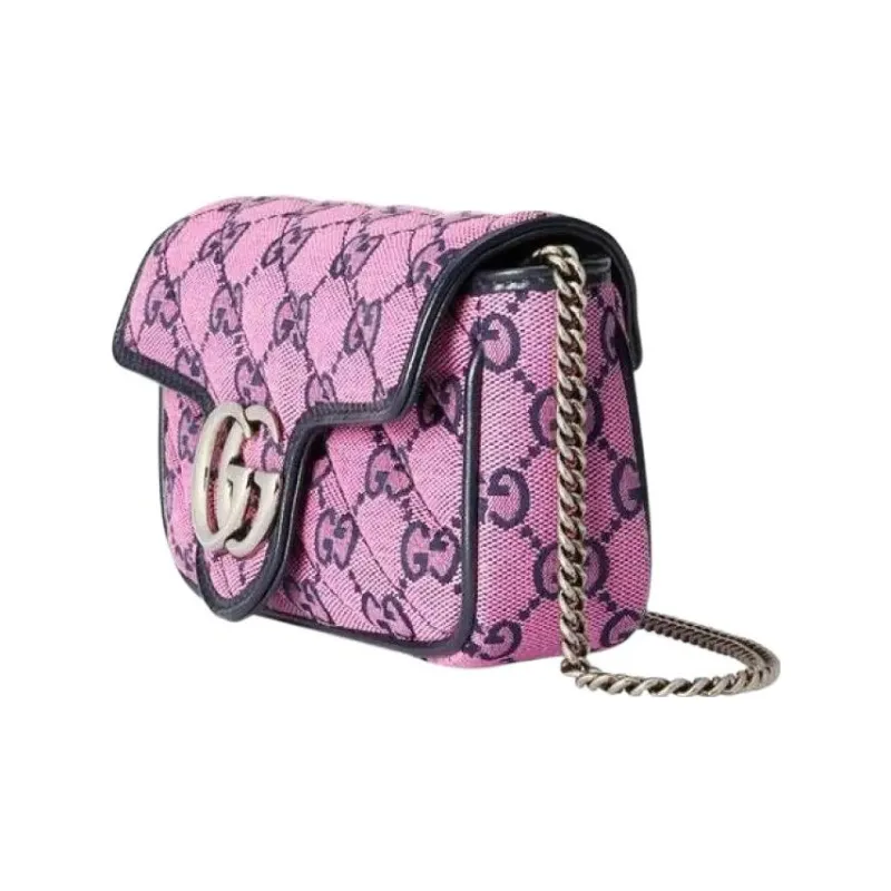 GUCCI Canvas Shoulder Bag, Crossbody Bag Extra Mini Women's Pink/Dark Blue-1