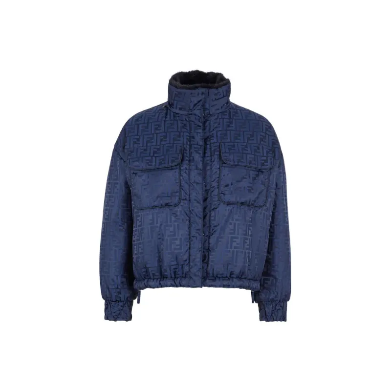 FENDI Reversible Cropped Drawstring Hem Jacket-1