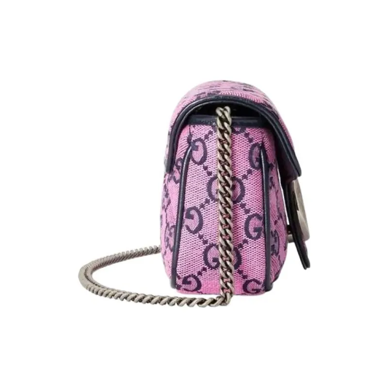 GUCCI Canvas Shoulder Bag, Crossbody Bag Extra Mini Women's Pink/Dark Blue-3
