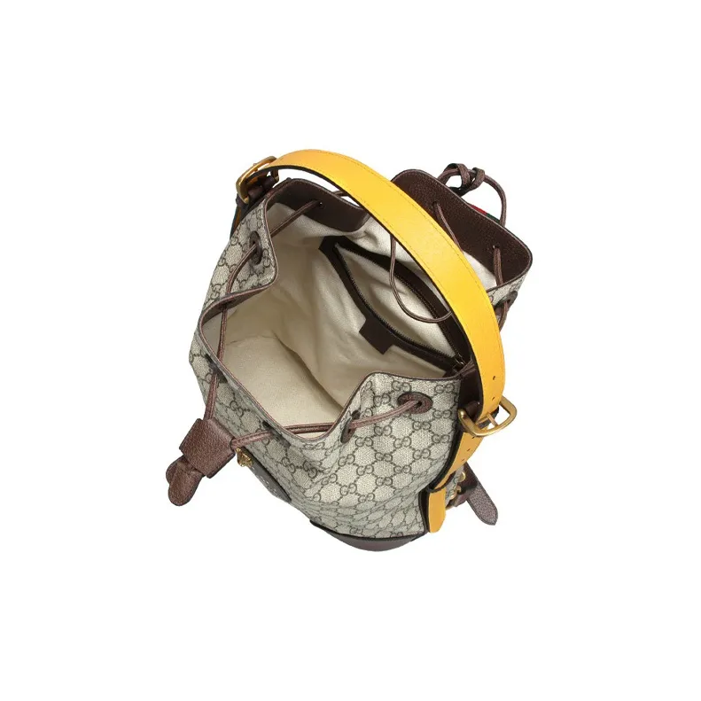 GUCCI Canvas Bucket Bag Backpack Large Size Unisex Ebony & Brown-3