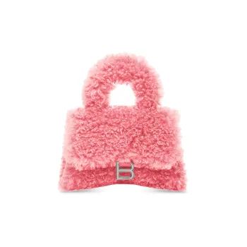 Balenciaga Furryhourglass Sheepskin Crossbody One Shoulder Handbag Mini Women's Pink