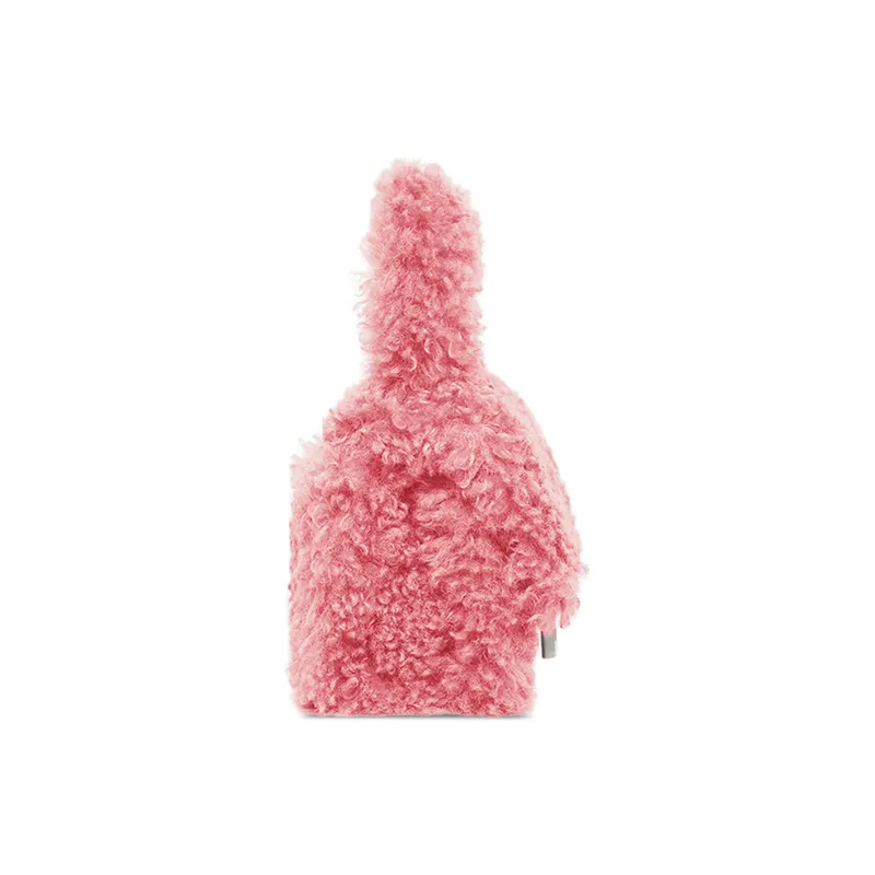 Balenciaga HourglassFurry Sheepskin Crossbody One Shoulder Handbags Mini Women's Pink-1