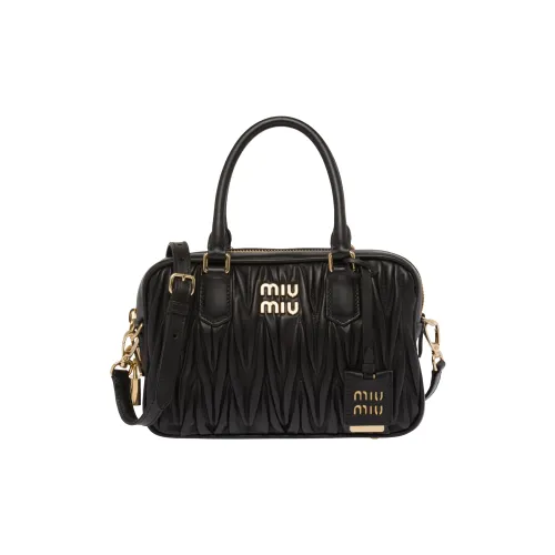 MIU MIU Matelasse Nappa Leather Top-Handle Black