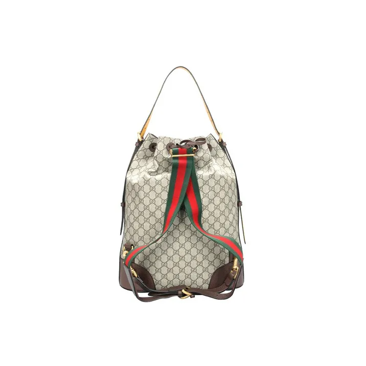 GUCCI Canvas Bucket Bag Backpack Large Size Unisex Ebony & Brown-2