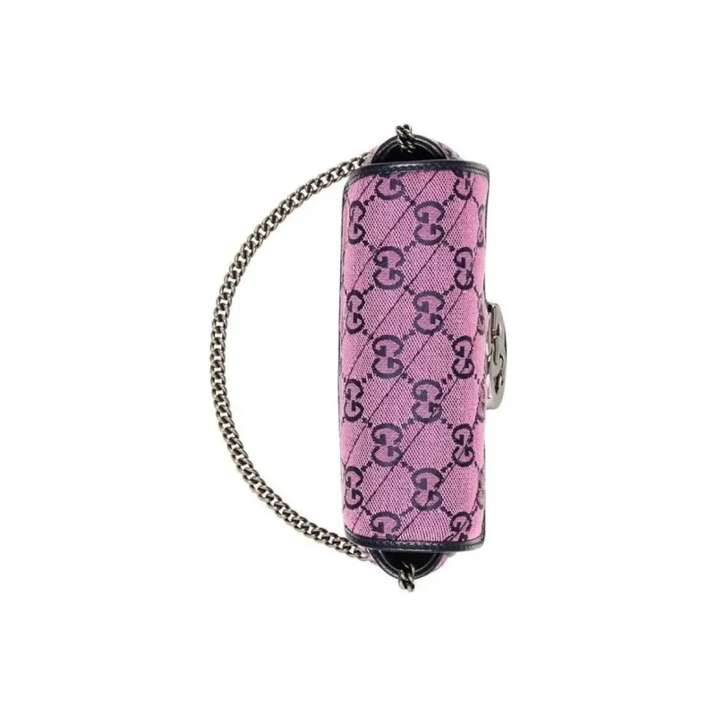 GUCCI Canvas Shoulder Bag, Crossbody Bag Extra Mini Women's Pink/Dark Blue-4