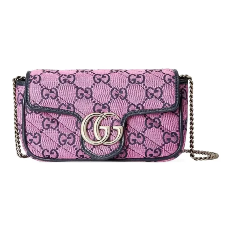 GUCCI Canvas Shoulder Bag, Crossbody Bag Extra Mini Women's Pink/Dark Blue-0