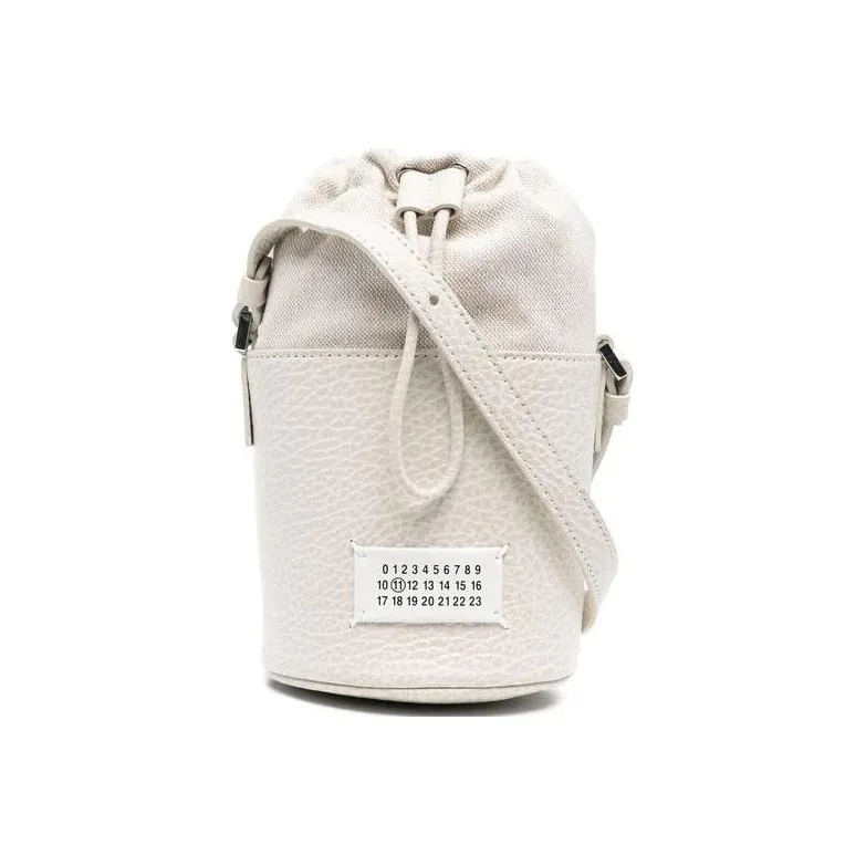 Maison Margiela Calfskin & Brass With Cotton & Polyester Bucket Bag, Shoulder Bag, Crossbody Bag Women's Ecru-0