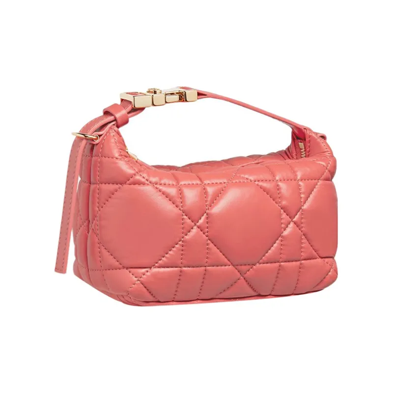 DIOR DiorTravel Cow Leather Clutch Small Size Women's Ash Coral Pink-1