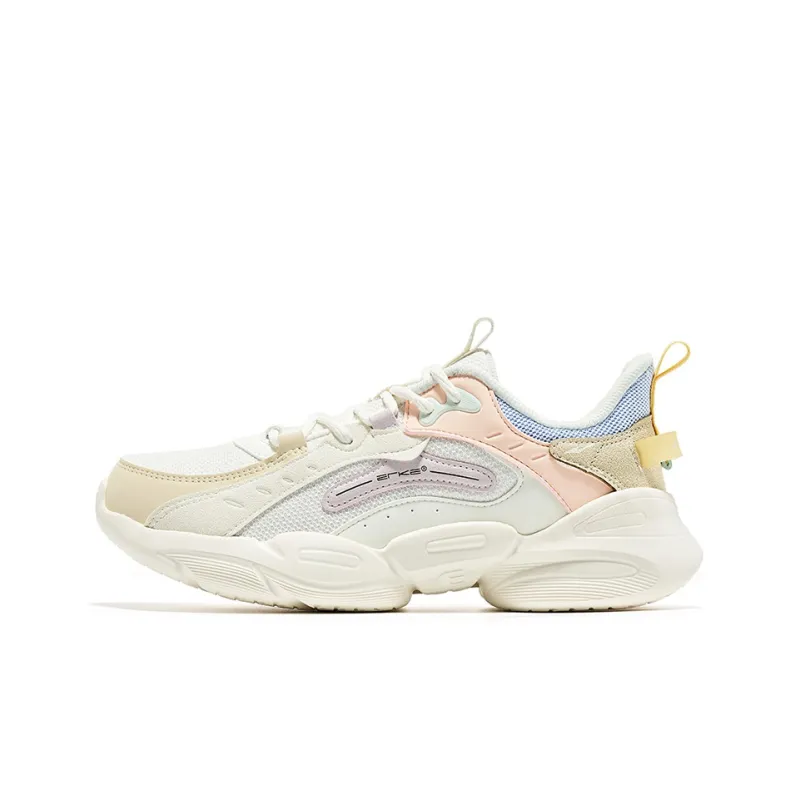 Erke Casual Shoes Women's Low Top Ivory White/Light Gray Blue-0