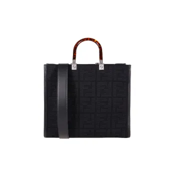 FENDI Sunshine Fabric Tote Bag Shopping Bag Shoulder Bag Crossbody Bag Handbag Women's Black