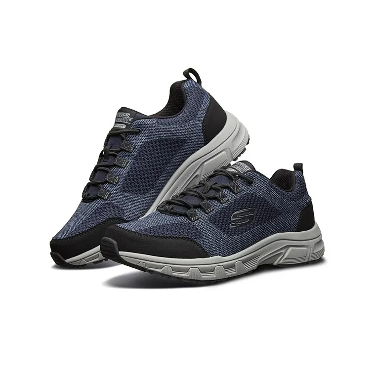 Skechers Low Top Lace Up Cushioning Anti-Slip And Wear-Resistant Low-Top Casual Shoes Men's Blue Black-2