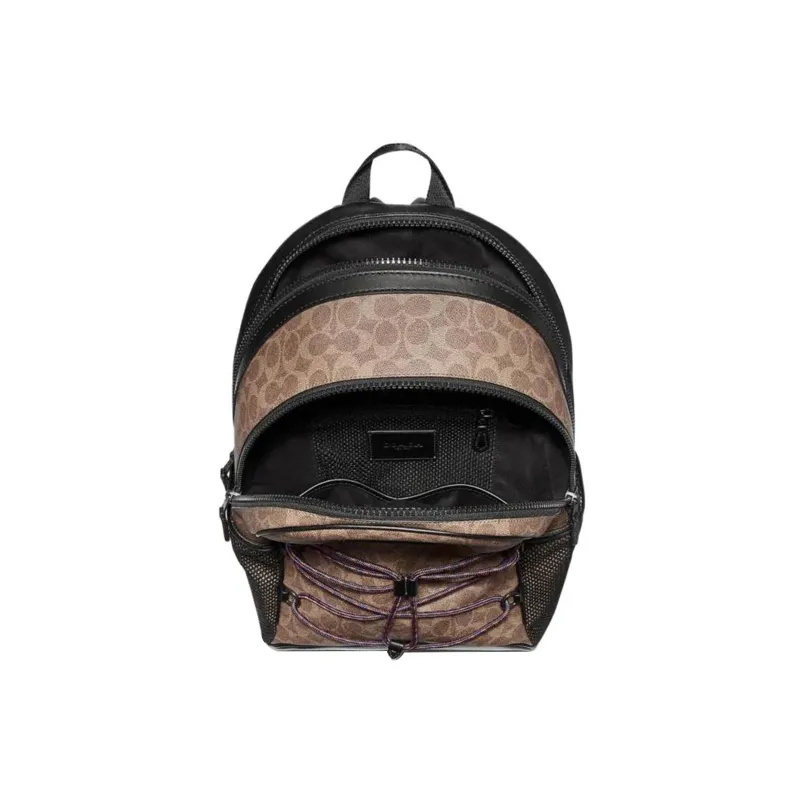 COACH Academy Canvas With Leather Backpack Large Size Men's Monogram Brown-3