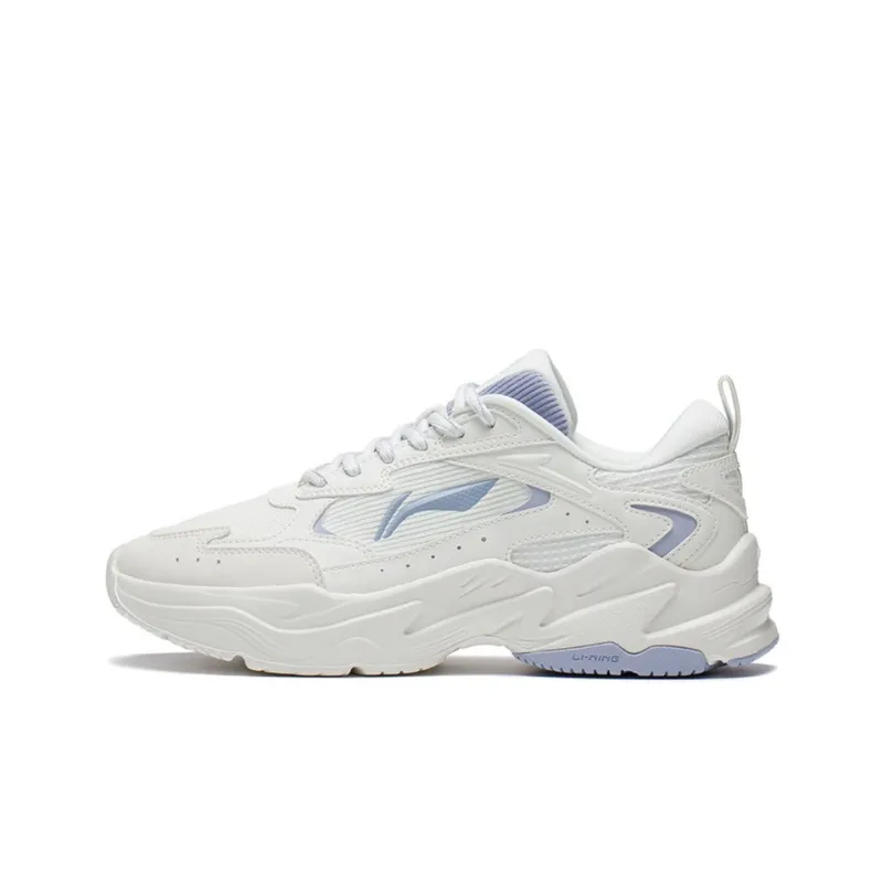 LiNing Stargazing Cushioning, Slip Resistant, Abrasion Resistant, Rebound Low Top Running Shoes Women's White Blue-0