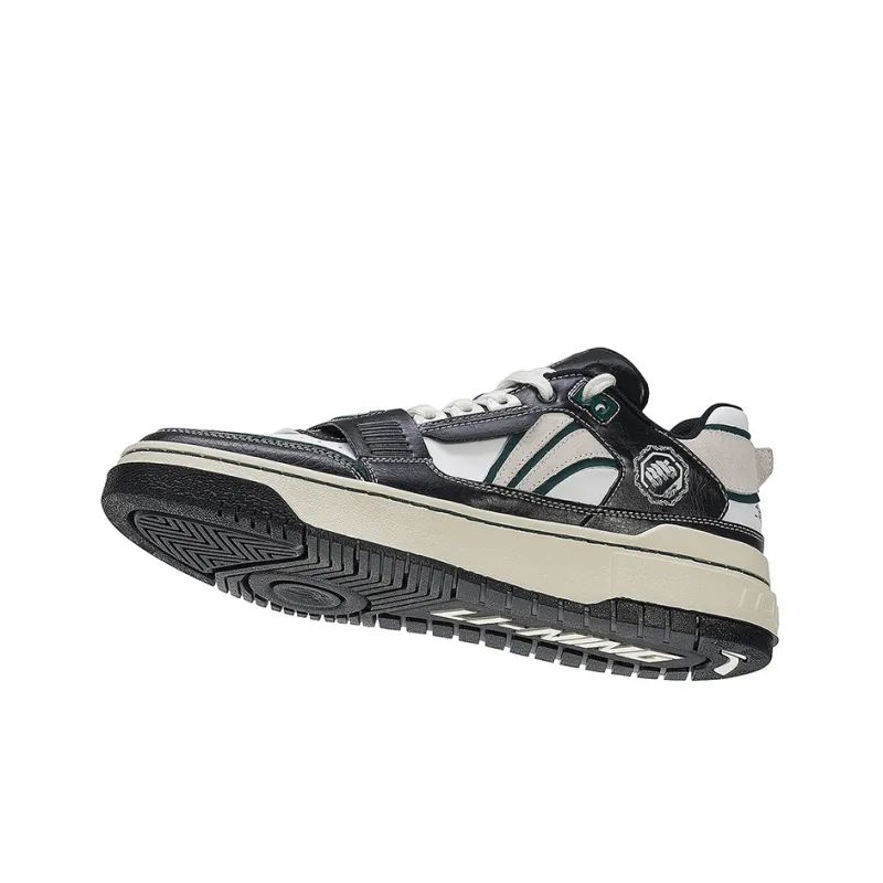 LiNing Rookie Anti Slip Wear Resistant Low Top Skateboard Shoes Women's Black White-2