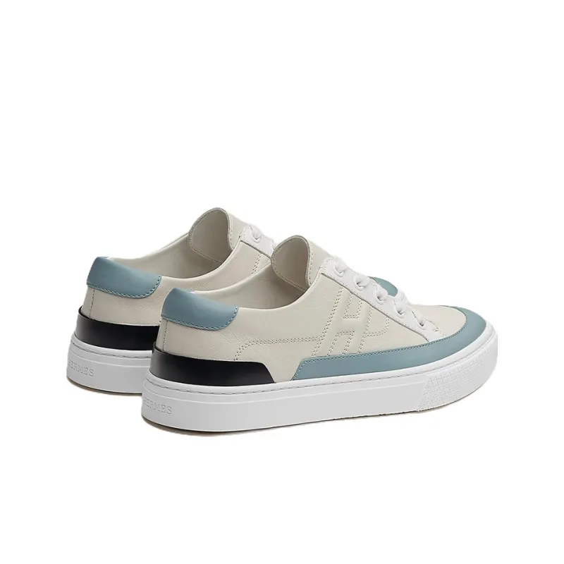 HERMES Deep Low Top Stylish Skateboarding Shoes Women's White Blue Black-4