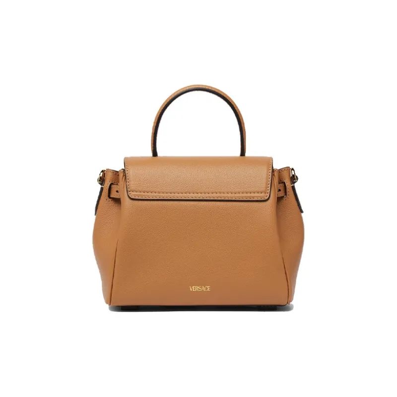 VERSACE La Medusa Grained Leather Handbag Shoulder Bag Crossbody Bag Small Size Women's Brown-2
