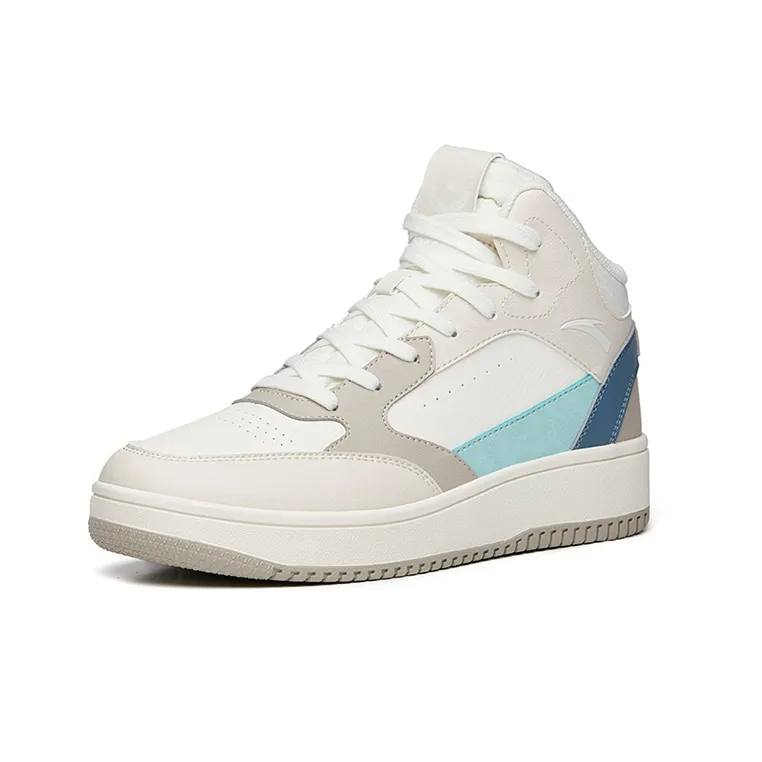 Anta Wear-Resistant High-Top Skateboard Shoes Men's White Gray-1