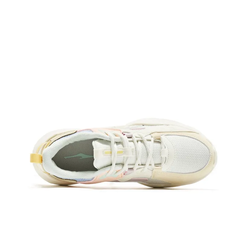 Erke Casual Shoes Women's Low Top Ivory White/Light Gray Blue-2